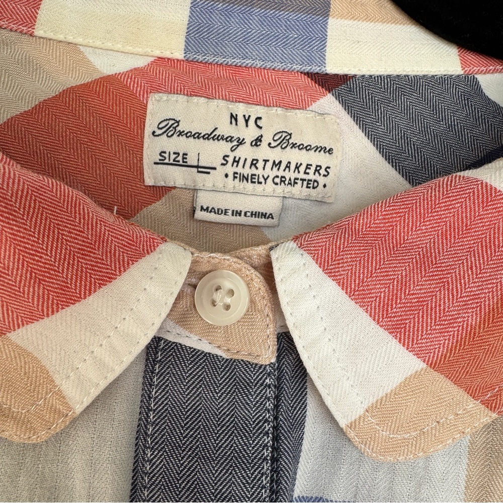MADEWELL Broadway & Broome Women’s Plaid Button Down Shirt 100% Cotton Large EUC - Picture 7 of 14